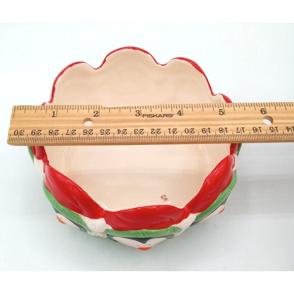 Penguin Holiday Bowl Royal Norfolk Hand-Painted Ceramic Christmas 5.75 Inches - Picture 2 of 16